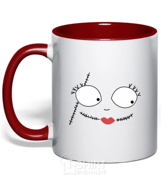 Mug with a colored handle Sally's face red фото