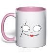 Mug with a colored handle Sally's face light-pink фото