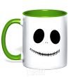 Mug with a colored handle Jack's face kelly-green фото
