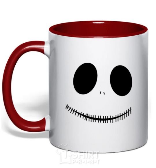 Mug with a colored handle Jack's face red фото