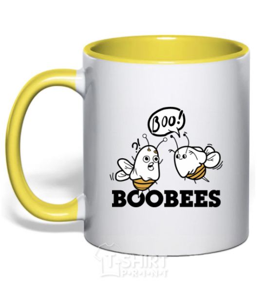 Mug with a colored handle boobees yellow фото