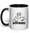 Mug with a colored handle boobees black фото