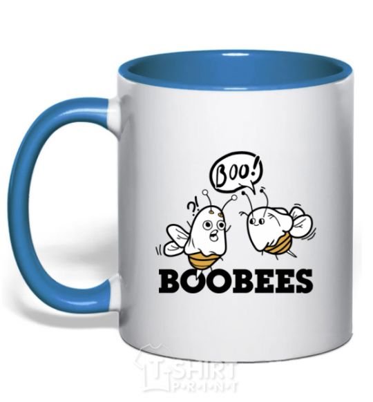 Mug with a colored handle boobees royal-blue фото