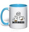 Mug with a colored handle boobees sky-blue фото