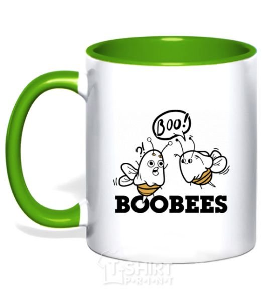 Mug with a colored handle boobees kelly-green фото