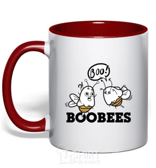 Mug with a colored handle boobees red фото