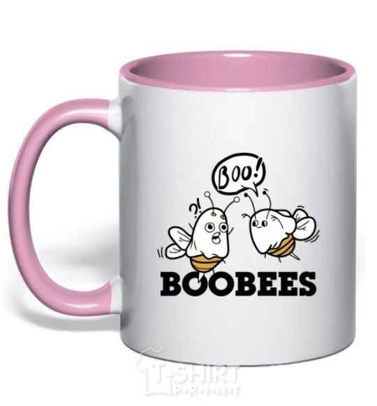 Mug with a colored handle boobees light-pink фото