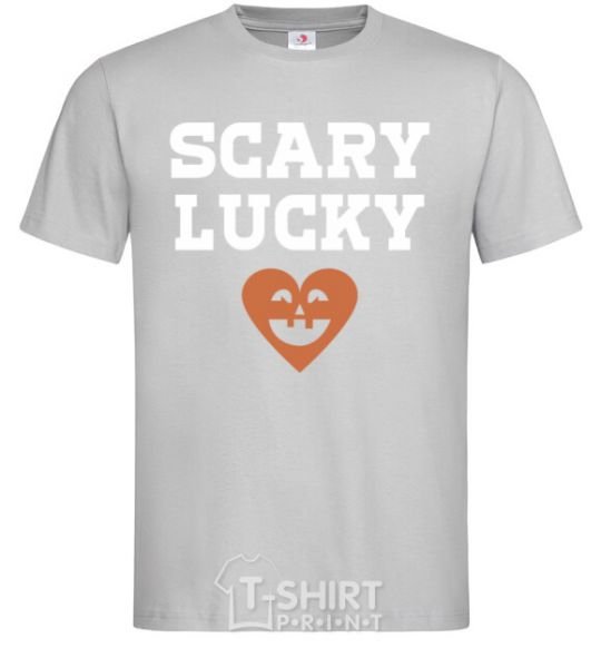 Men's T-Shirt Scary lucky grey фото