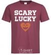 Men's T-Shirt Scary lucky burgundy фото