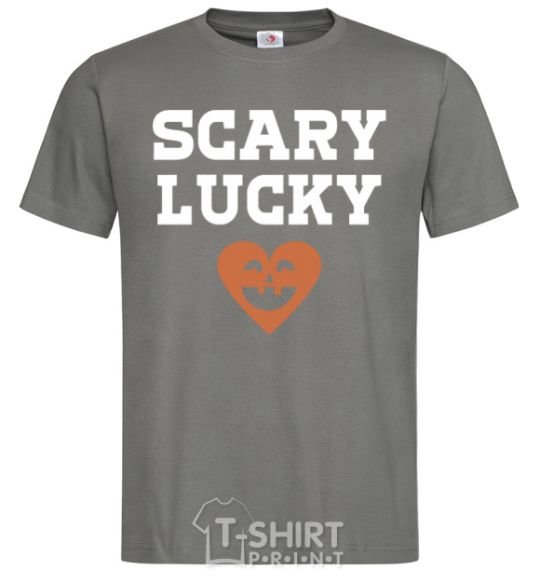Men's T-Shirt Scary lucky dark-grey фото