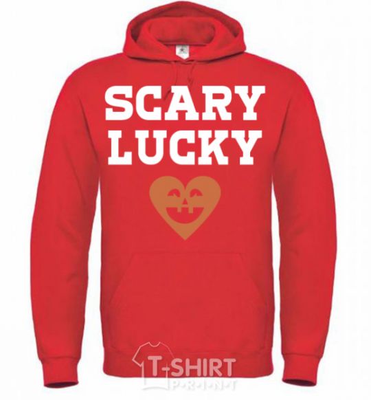 Men`s hoodie Scary lucky bright-red фото