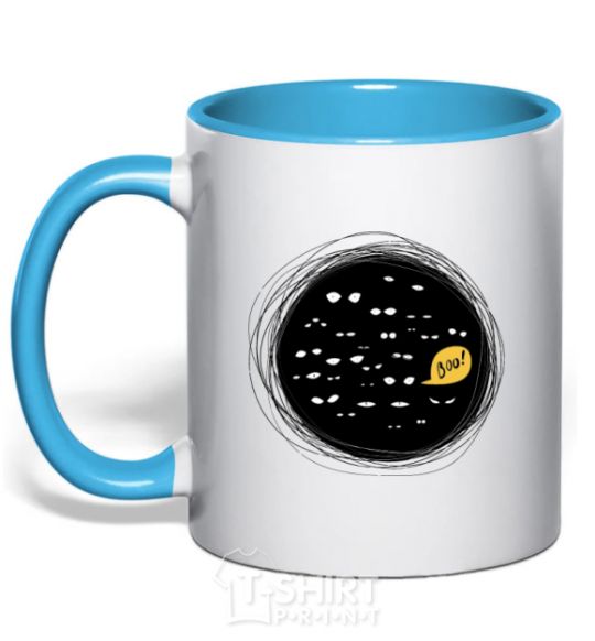 Mug with a colored handle booo sky-blue фото