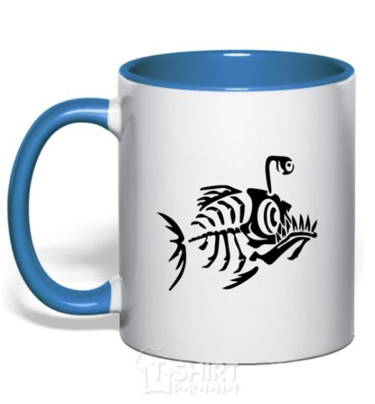 Mug with a colored handle fish royal-blue фото