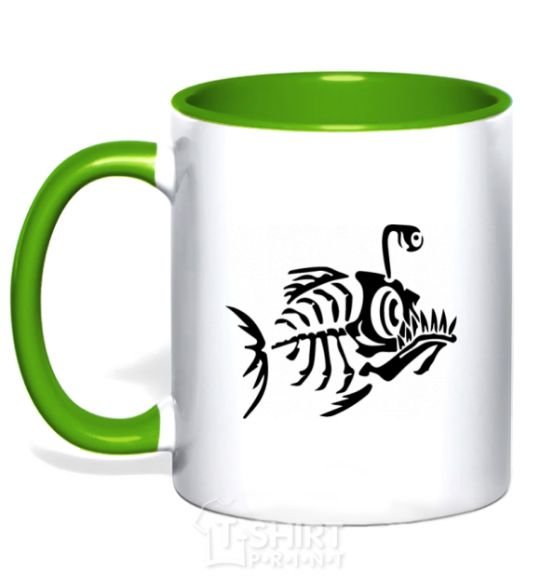 Mug with a colored handle fish kelly-green фото