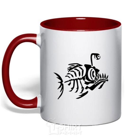 Mug with a colored handle fish red фото