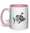 Mug with a colored handle fish light-pink фото