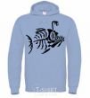 Men`s hoodie fish sky-blue фото