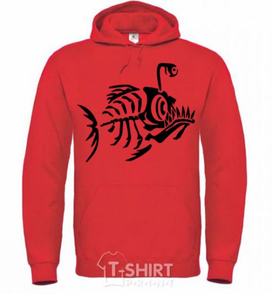 Men`s hoodie fish bright-red фото