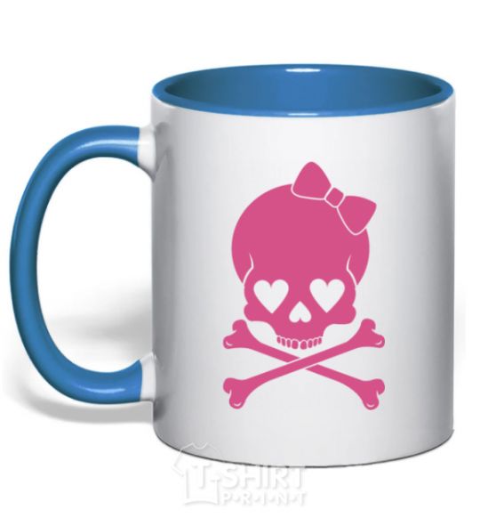 Mug with a colored handle skull girl royal-blue фото