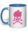 Mug with a colored handle skull girl royal-blue фото