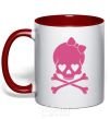 Mug with a colored handle skull girl red фото