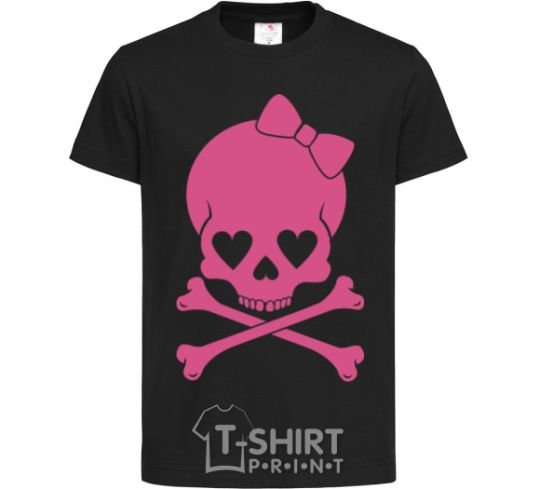 Kids T-shirt skull girl black фото
