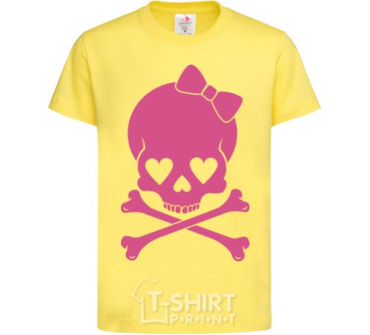 Детская футболка skull girl Лимонный фото