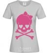 Women's T-shirt skull girl grey фото