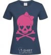 Women's T-shirt skull girl navy-blue фото