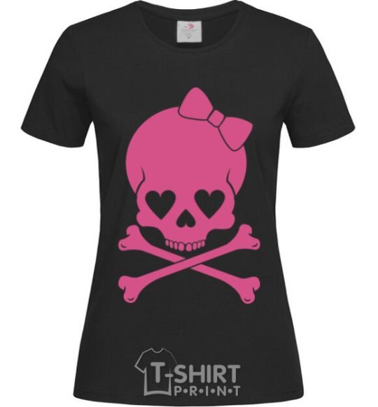 Women's T-shirt skull girl black фото
