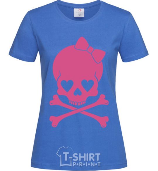 Women's T-shirt skull girl royal-blue фото