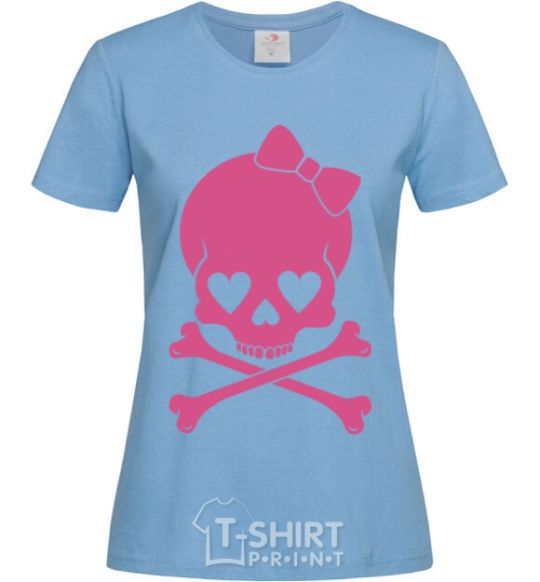 Women's T-shirt skull girl sky-blue фото