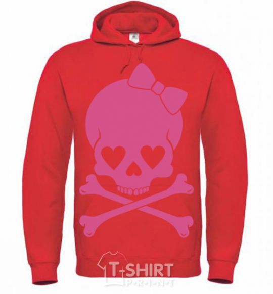 Men`s hoodie skull girl bright-red фото