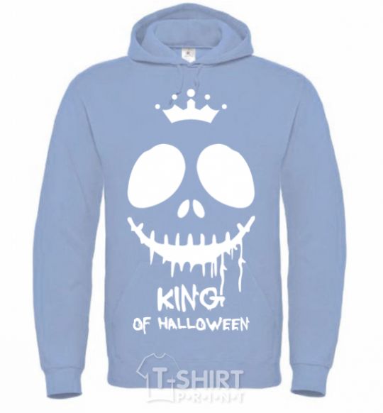 Men`s hoodie King of halloween sky-blue фото