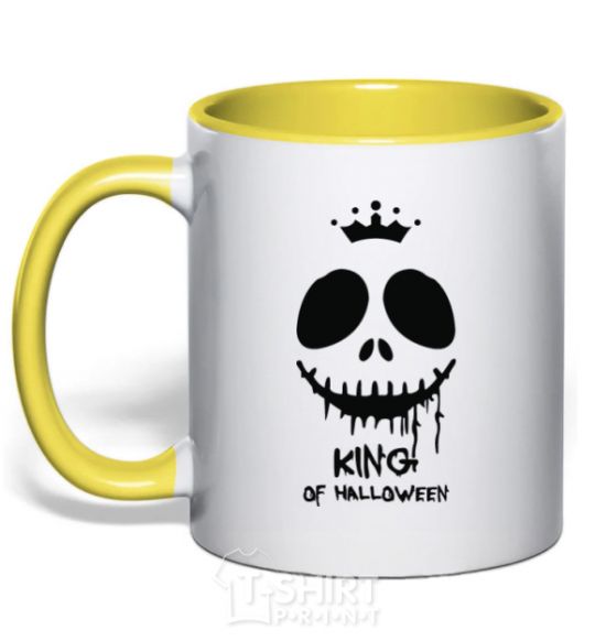 Mug with a colored handle King of halloween yellow фото