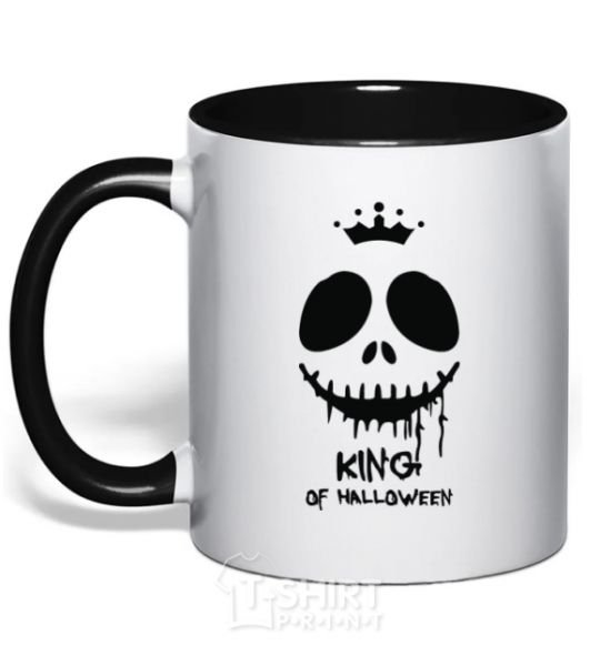Mug with a colored handle King of halloween black фото