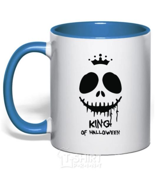 Mug with a colored handle King of halloween royal-blue фото
