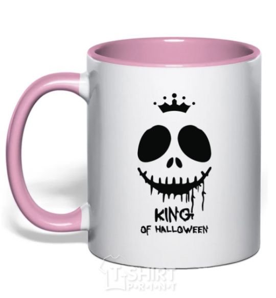 Mug with a colored handle King of halloween light-pink фото