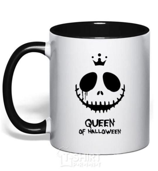 Mug with a colored handle Queen of halloween black фото