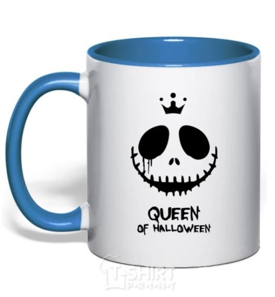 Mug with a colored handle Queen of halloween royal-blue фото