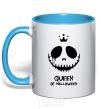 Mug with a colored handle Queen of halloween sky-blue фото