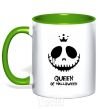Mug with a colored handle Queen of halloween kelly-green фото