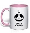 Mug with a colored handle Queen of halloween light-pink фото