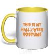 Mug with a colored handle This is my halloween queen yellow фото