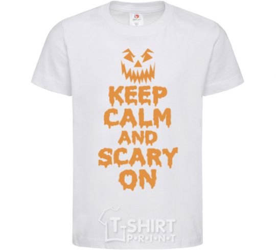 Kids T-shirt Keep calm and scary on White фото