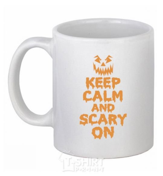 Чашка керамическая Keep calm and scary on Белый фото