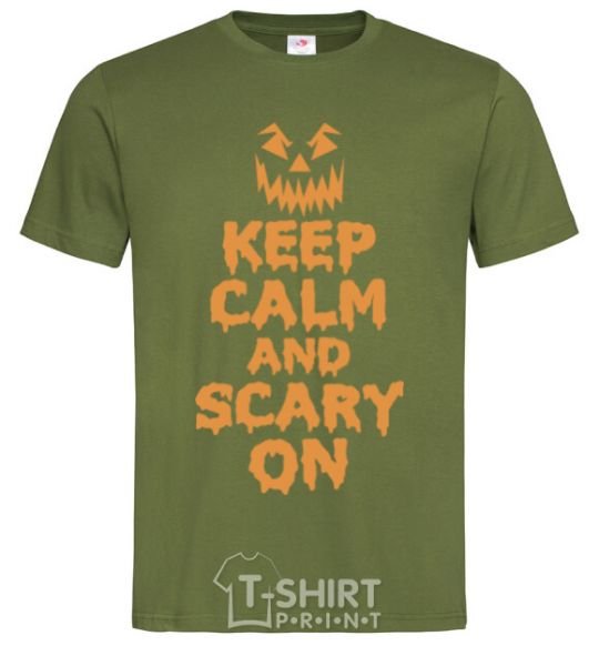 Men's T-Shirt Keep calm and scary on millennial-khaki фото