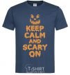 Men's T-Shirt Keep calm and scary on navy-blue фото