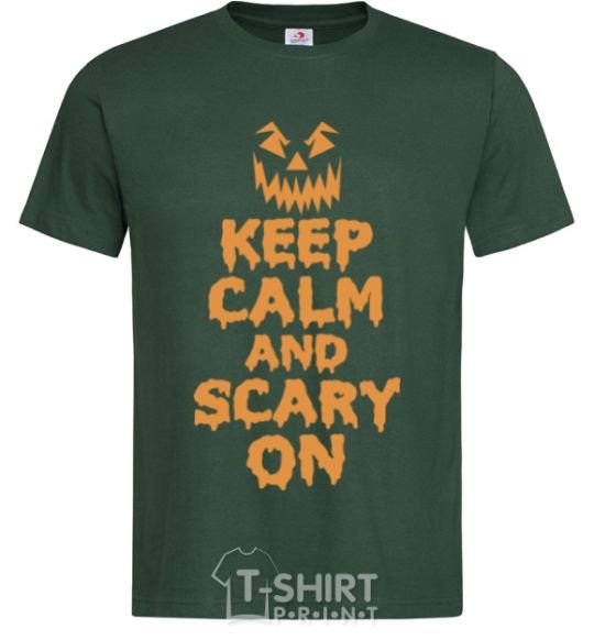 Men's T-Shirt Keep calm and scary on bottle-green фото
