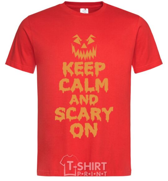 Men's T-Shirt Keep calm and scary on red фото
